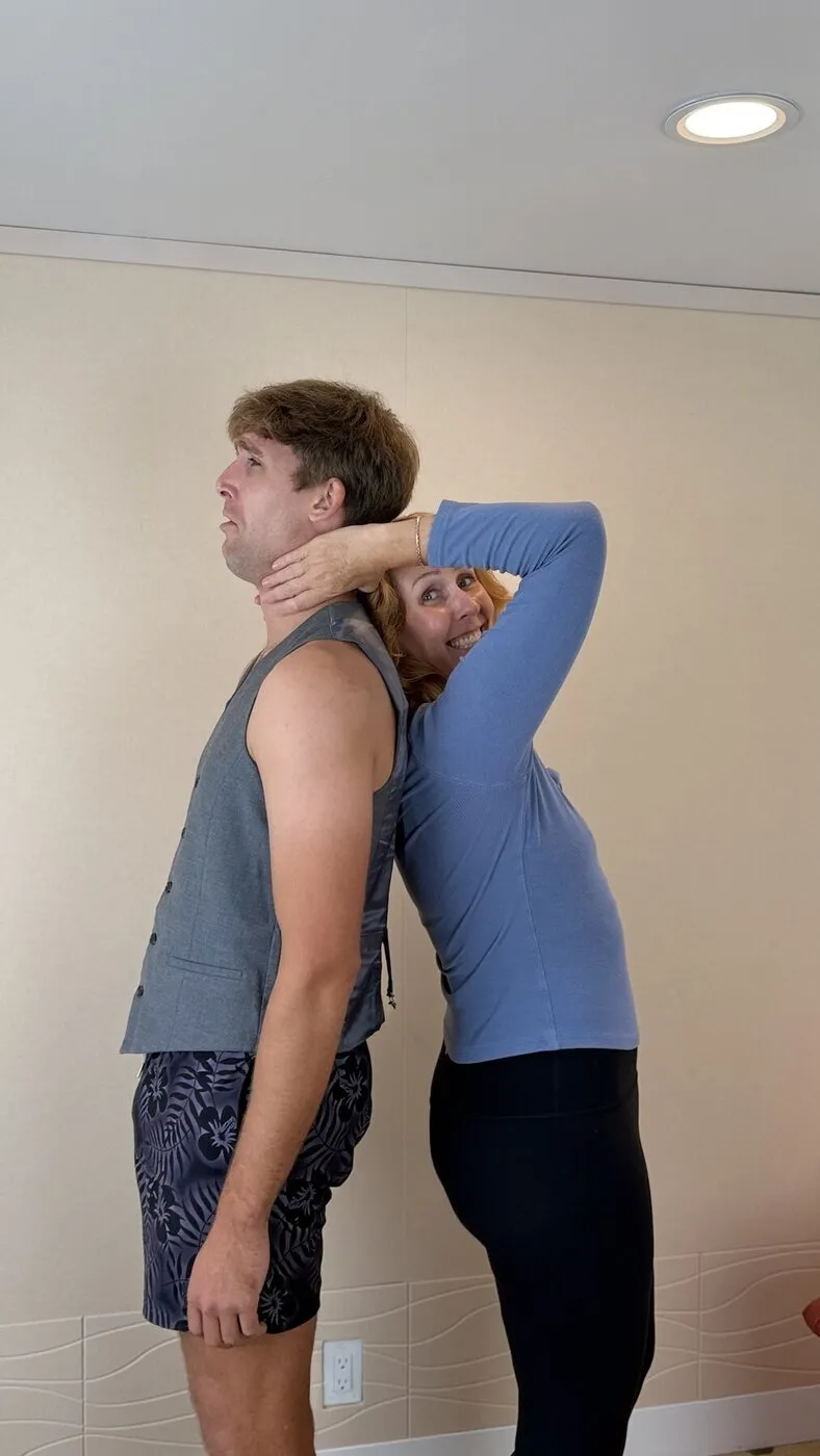 Kenda playfully putting Kylen in a headlock